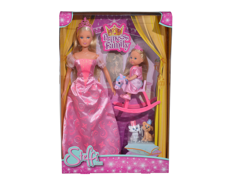 Куклы Штеффи 29 см. и Еви 12 см., набор Принцессы, зверушки в комплекте  